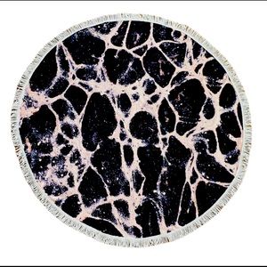 60” Round Beach Towel Black and Pink